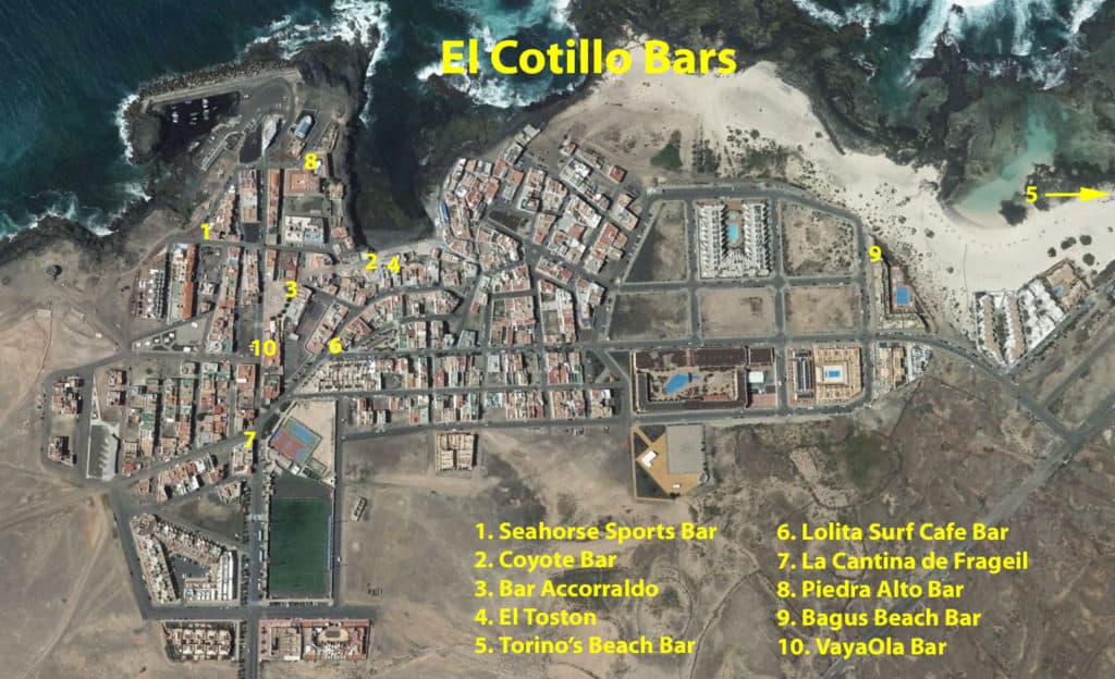 El Cotillo Bars | Where to drink in El Cotillo 2 El Cotillo bars map
