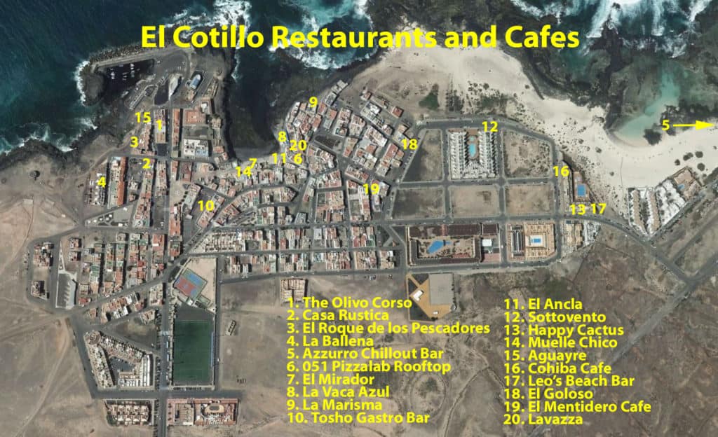El Cotillo Restaurants Map